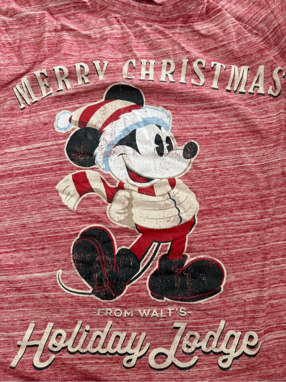 Disney Parks Red Heather Merry Christmas Mickey Holiday Tee XL
